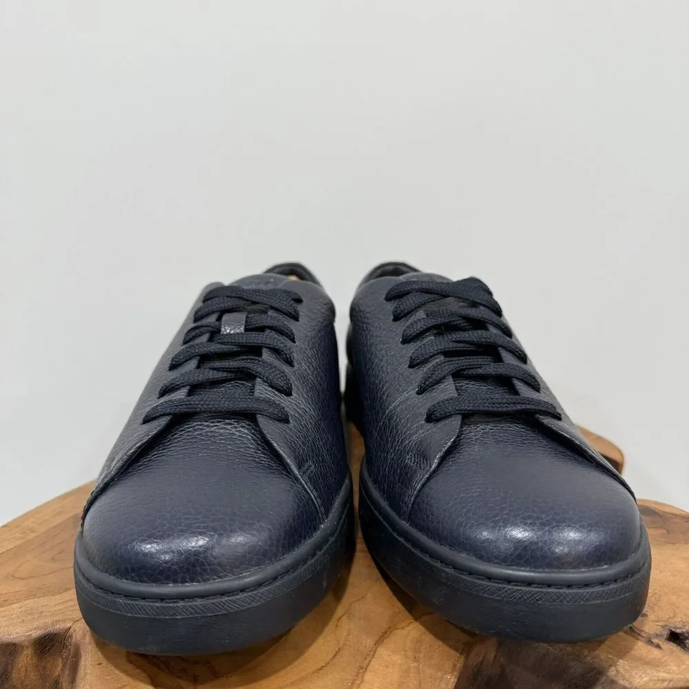 LUXURY PRADA SNEAKERS SHOES BLACK BUFFALO SKIN NAVY BLUE MEN'S 9.5 US 10.5 - Picture 3 of 14